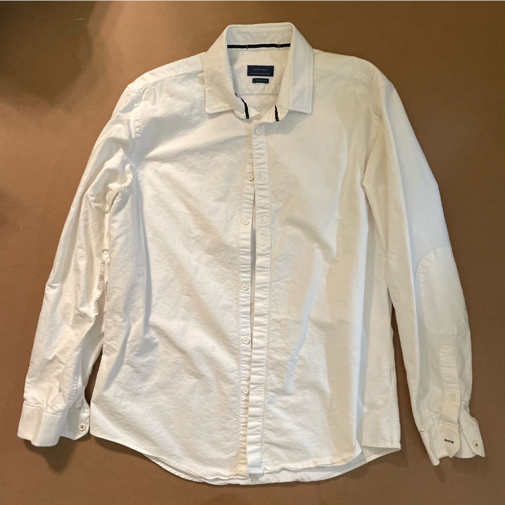 Zara Classic White Button Down Long Sleeve Shirt